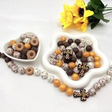 34/86 piezas Set de cuentas de silicona multicolor con formas de margarita, girasol y cruz, manualidades de joyería DIY para hacer llaveros, pulseras, collares, bolígrafos con cuentas