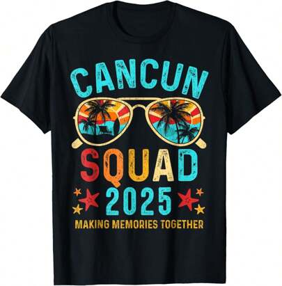 100% Cotton Cancun Vacation 2025 Mexico Matching Group T-Shirt