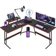 Gaming Table 130x130x70cm, Computer Desk, Corner Desk, L-Shaped Desk, Gaming Desk L-Shaped, Large PC Corner Table, Black Matt - màu đen - Xem 1