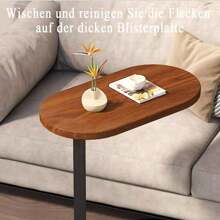 Beistelltisch, C-Form, mobiler Kaffeetisch, Laptoptisch, Sofatisch, Computer-Beistelltisch, 45 x 30 x 60 cm, Walnuss, für Wohnzimmer, Schlafzimmer
