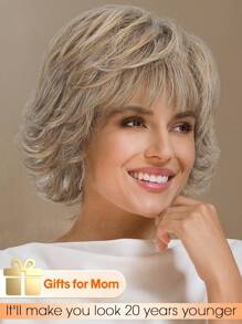 Women's Fashionable Full & Short Curly Hair Wig In Brown Color, 10 Inches, Suitable For Daily Wear - Linen Brown - View 3
