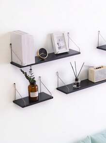 1pc Wall Shelf Rack Hanging Storage Unit No-Drill, Wooden Wall Mount Display Shelves, Bedroom Kitchen Organizer Room Decor
