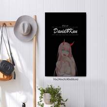 Framed-Devil Woman Personalized Art Decoration Poster, Classic Black Background Playful Style Canvas Painting,Birthday Party Decoration, Family Living Room Office Wall Decoration, Perfect Valentine's Day Gift And Wall Decoration