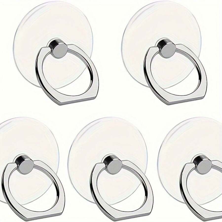 2pcs/5pcs Acrylic Phone Ring Holder Stand, Waterproof 360° Rotatable Stand With Vertical Flip, For Smartphones Compatible With IPhone, Android Phone, Gift For Birthday, Family, Friends Finger Ring Holder, Phone Grip, Phone Accessories - Clear - View 1