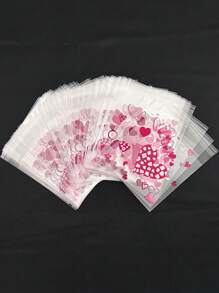 100 个浪漫红心印花礼品包装 OPP 袋，情人节婚礼派对情侣礼物装饰红色自封袋，适合主题派对促销礼物 - 彩色 - 查看 9