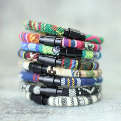 2025 Seilarmband für Herren, 6mm Boho Stoffarmband, schwarze Manschette für Handgelenksschmuck