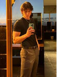 Men's Casual T-Shirt Slim Fit Basic Social Fashion - màu đen - Xem 8