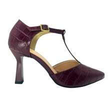 Mozione Women's Crocodile Pumps With 8cm Cup Heel 197 - 紅木色 - 查看 6