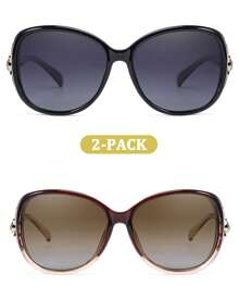 Sunglasses For Women Large Oval Frame Gold Carved Details UV Blocking Lens Lightweight Fits More Face Shapes Unique Style Fashion Focus Street Style