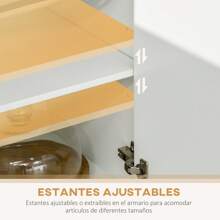 HOMCOM HOMCOM Alacena de Cocina Mueble Aparador Auxiliar con 4 Puertas Bandeja Extraíble Estante Ajustable Cajón y Encimera de Microondas Abierta 70x40x180 cm Blanco