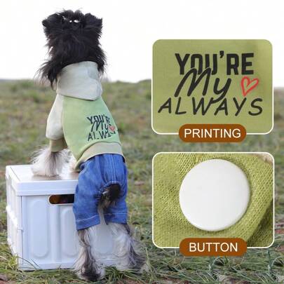 一件装薄款连帽狗衣服，适合贵宾犬、泰迪熊、比熊犬等小型犬，带帽子，时尚宠物服装