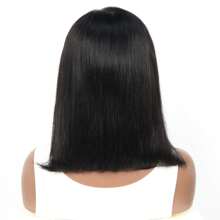 时尚短直发鲍勃假发，侧分透明蕾丝前部 11*4*0.5 真人发质侧分 180% 密度自然假发，适合所有种族女性