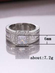 1pc Sparkling Square Zirconia Ring Ladies Jewelry For Women 925 Sterling Silver Single Ring Fine Jewelry For Girls Birthday Prom Party Gifts