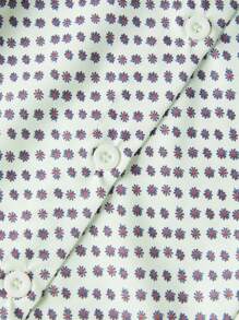 Women Summer Mini Dress Short Sleeve Doll Collar Dot Print Button Up Cocktail Dress - Apricot - View 9