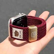 1 pieza Correa de reloj de tela tejida magnética y ajustable compatible con de 42/46mm, 49 Ultra, en estilo creativo de oso de nailon trenzado, para modelos de Series 10, 9, 8, 7, 6SE, 5, 4, 3, 2