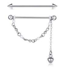 Industrial Piercing Jewelry Surgical Steel 14G Industrial Earrings Barbell With Chain Cartilage Helix Piercing Earrings Industrial Bar Jewelry For Women Men 2-3pcs - Silvery - View 6