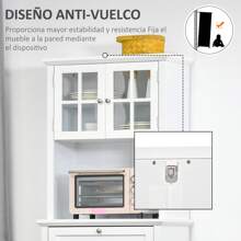 HOMCOM HOMCOM Aparador Alacena de Cocina Mueble Auxiliar para Microondas con 2 Armarios y Cajón 68,6x40x164 cm Blanco