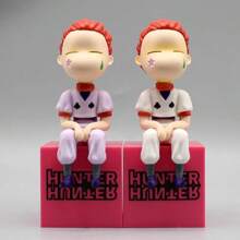 HUNTER * HUNTER GK Q Edition Hisoka Anime Figures Steamed Stuffed Bun Face Sitting Position Model Desktop Decoration Dolls Gifts - 白色 - 查看 7