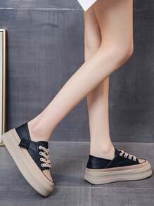 Tenis de moda para mujer, Tenis Casual para Mujer Blanco Zapatos Blancos De Mujer Zapatillas para Mujer Zapatillas Bajas Sneaker Zapatos De Skate Tenis Deportivos Casual para Dama Ligero Cómodo para Viaje, calzado para Mujer, - Negro - Ver 5