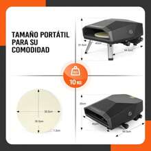 NOVANGUA Horno para pizza de gas, Horno de pizza portátil de 12", acero inoxidable, con termómetro incluido, control de temperatura ajustable, piedra para pizza giratoria, apto para exteriores - 1 - Ver 5