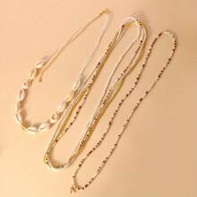 6pcs Bohemian Shell Pendant Multi-Layer Pearl Beaded Waist Chain, Handmade Elastic Body Chain For Summer Beach Fashion - Waist Chain - View 4