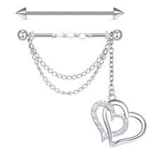 Industrial Piercing Jewelry Surgical Steel 14G Industrial Earrings Barbell With Chain Cartilage Helix Piercing Earrings Industrial Bar Jewelry For Women Men 2-3pcs - Silvery - View 10