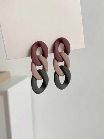 1 对亚克力长链吊坠耳环，多彩时尚个性化百搭耳环