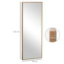 HOMCOM Espejo de Pared Cuerpo Entero 45x125 cm Espejo de Pie Espejo de Suelo Grande de Madera Estilo Moderno Decorativo para Salón Dormitorio Entrada Natural - Camel - Ver 7
