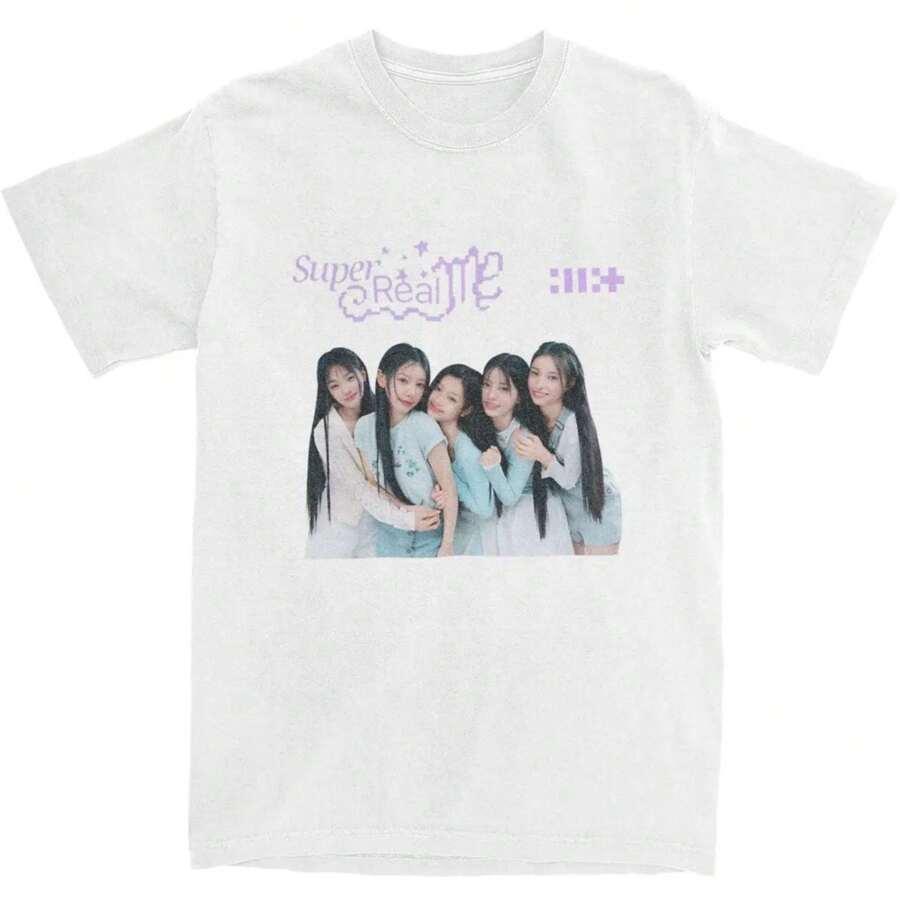 Men ILLIT Kpop Girl Band T Shirts Cotton Top Tees Beach Y2K Funny Short Sleeve T-Shirt O Neck Hip Hop Casual Tee Shirt Plus Size - 白色 - 查看 1