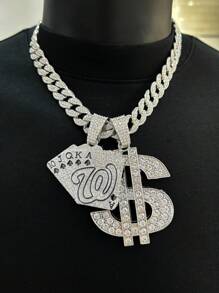 Gorący styl sprzedaży hip-hop pełny stras szczęśliwy poker dolar wygrywający kombinacja wisiorek męski łańcuch - Szczęśliwy dolar hip-hopu - Zobacz 4