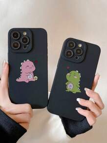 2pcs Minimalist Black Phone Cases, Dinosaur Phone Cases, Couple Phone Cases, Lens Protection Phone Cases, Compatible With IPhone & Galaxy, Phone Cases, Cases Compatible With IPhone 17 Pro Max, Covers, Cute Phone Cases, Compatible With IPhone 13 Case, Compatible With IPhone 15 Case, Phone Cases, Galaxy Phone Cases, Suitable As Birthday Gifts, Girlfriend, Boyfriend Or For Personal Use - Multicolor - View 1