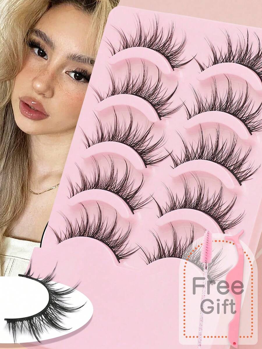 5 Pairs Of Natural False Eyelashes Extend Fluffy Soft Dramatic Multi ...