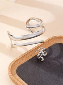 1 件金属镂空水滴首饰套装 - 手链和戒指，时尚、优雅、百搭，适合女性日常、通勤、派对佩戴 - 彩色 - 查看 8