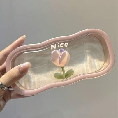 Estuche para gafas muy atractivo con diseño de tulipán transparente y resistente a la presión, adecuado para gafas de miopía o de sol, un regalo adorable para ocasiones como revelación de sexo, cumpleaños, bodas, fiestas, perfecto para compañeros, amigos y familiares, vuelta al colegio