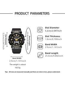 DOM 1 pieza Reloj unisex de moda, impermeable y luminoso con múltiples funciones, apropiado para estudiantes en exámenes con cuenta regresiva