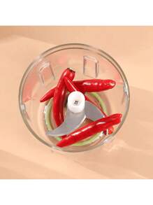 1Pc Electric Garlic Pounder Family Outdoor Party Mixer Three-Blade Mixing Is Safe, Stable And Fast Convenient And Quick To Clean, Easy To Carry Outdoor Appliances, Takes Up Little Space Suitable For Mixing Garlic, Peppers, Vegetables, Etc.