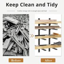 Wood Organizer Metal Rack - 6-Tier Detachable Lumber Storage Metal Rack & Adjustable Wall Mount Wood Storage Lumber Organizer Rack For Garage Basement Shed Or Workshop - 黑色 - 查看 7