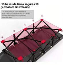 Catre Plegable Acampar Campismo Con Colchón Tamaño: 80cm*190cm Catre Plegable Acampar Campismo Con Colchón - Negro - Ver 5