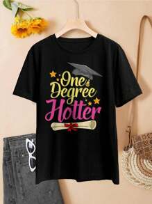 Lovers' Graduation Day T-Shirts One Degree Hotter - Cute Graduate Gift For Daughters (Birthday Daughter0110) - Black - View 2