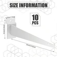 Soportes para estantes con rebordes de 12" para pared ranurada, 10 piezas, accesorios metálicos para pared ranurada de alta resistencia para estanterías, exhibición, garaje, cocina, color blanco - Blanco - Ver 2