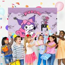 Sanrio 1 Pezzo Di Sfondo Decorativo Per Festa Di Compleanno A Tema cartoni animati Kuromi Viola Di Sanrio, Decorazioni Per Doccia, Decorazioni Per Camera Da Letto, Telo Da Parete, Sfondi Fotografici, Dimensioni 210 x 150 x 100 cm / 100 x 75 cm