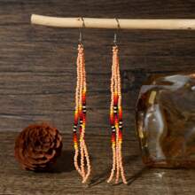 Handmade Bohemian Style Tassel Earrings With Colorful Bead Strings, Perfect Gift For Couples, Friends, Birthdays And Valentine's Day, Earrings Suitable For Everyday Wear,Mom,Mother,Mother's Day,Gift