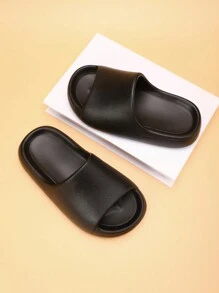 Children's Lightweight Non-Slip Soft-Sole Foam Slippers, Casual & Quick-Drying Strap Black Beach Sandals For Big Kids - Black - View 6