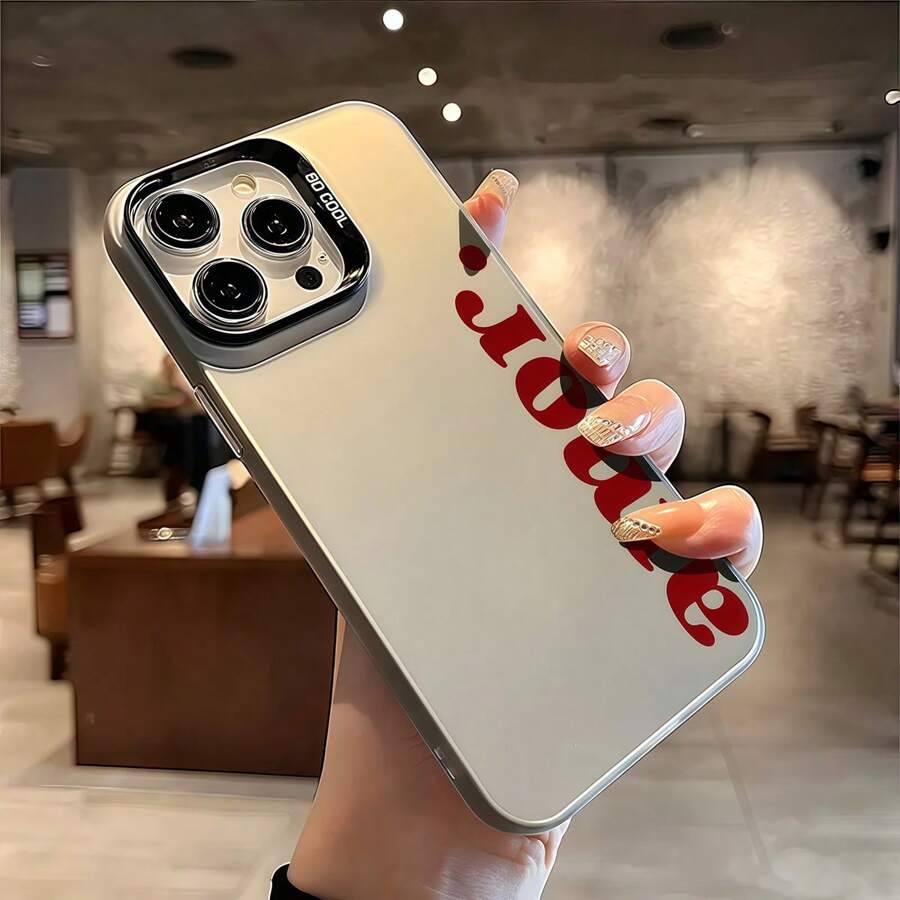 红色“Amor”文字简约美学手机壳适用于 Apple 16、11、15、14、13、12 Pro Max Plus，防震手机壳，适合青少年和女孩的时尚礼物，防水防摔防刮 - 彩色 - 查看 1