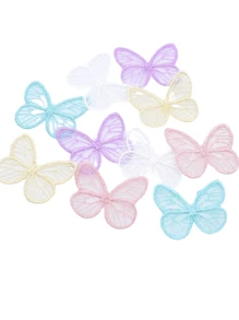 20 Pcs 46x39mm Patches Bordados De Malha Borboleta Requintado Para DIY Headwear Grampos De Cabelo Decoração Roupas Chapéu Acessórios