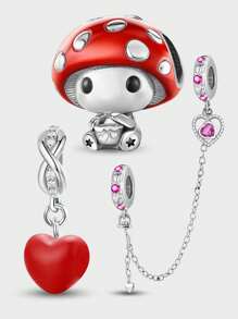1 件 925 纯银医生急救包爱心包高跟鞋辣椒玫瑰熊蘑菇吊坠饰品吊坠球适合手链 DIY 女士珠宝 - 銀色 - 查看 10