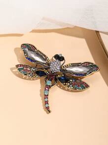 1pc Fashionable Vintage Zinc Alloy Colorful Dragonfly Brooch, High-End Fashion Accessory - Multicolor - View 1