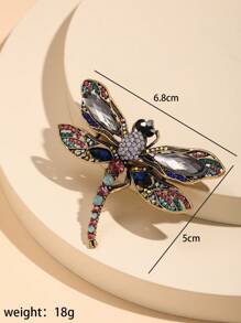 1pc Fashionable Vintage Zinc Alloy Colorful Dragonfly Brooch, High-End Fashion Accessory - Multicolor - View 4