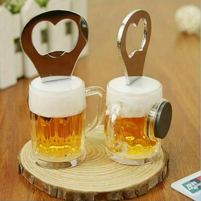 1/2/3pcs Magnetic Beer Bottle Opener Mug Shape Bottle Bar Refrigerator Stainless Steel Wine Opener Kitchen Accessories, Beer Mug With Bottle Opener Lid, Fun Beer Buddy - Acrylic Magnetic Suspension Bottle Opener With Refrigerator Magnet, Decor Cool Unique Birthday Gifts Collection, Fun Gift, And Home Decoration, Ideal For Beer Lovers, Home Bar, Parties, And Gifting, Imanes Nevera