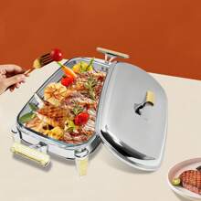 2,2L Glas Warmhaltebehälter Speisenwärmer mit Pfannen Rechteck Mahlzeit Chafing Dish Gastro Behälter mit Deckel Edelstahl Buffetwärmer für Catering, Buffet und Party, Buffet Zubehör, Silber - Silber - Übersicht 7